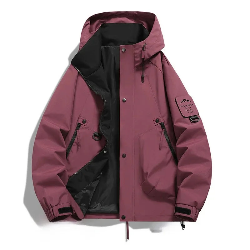 Unisex winter ski jacket half-zip hooded coat in modern cold-weather style for men and women