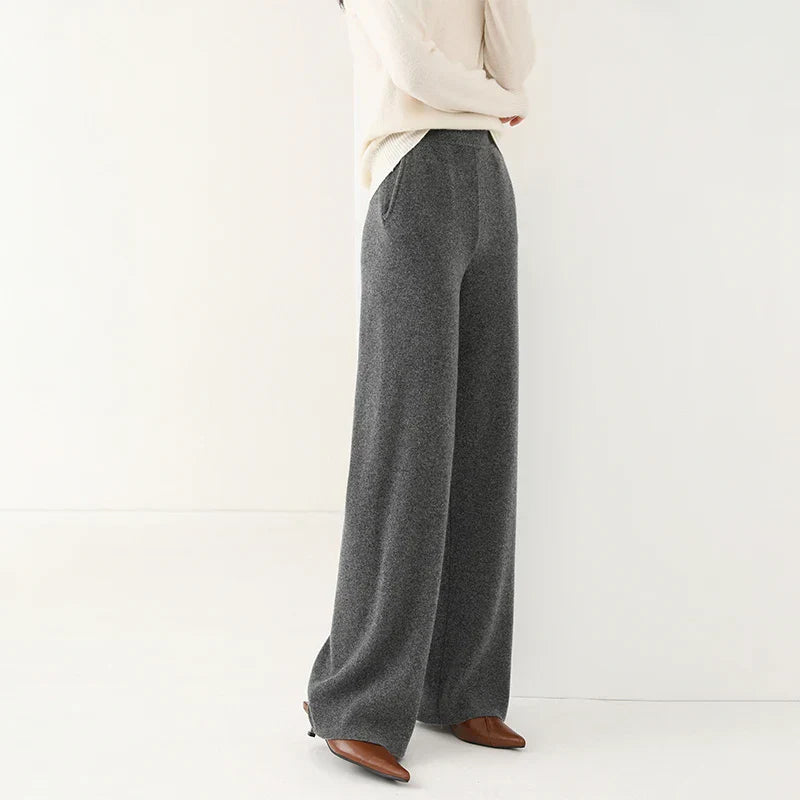 Women's relaxed wide-leg pull-on pants in neutral tone with effortless drape and pull-on waistband