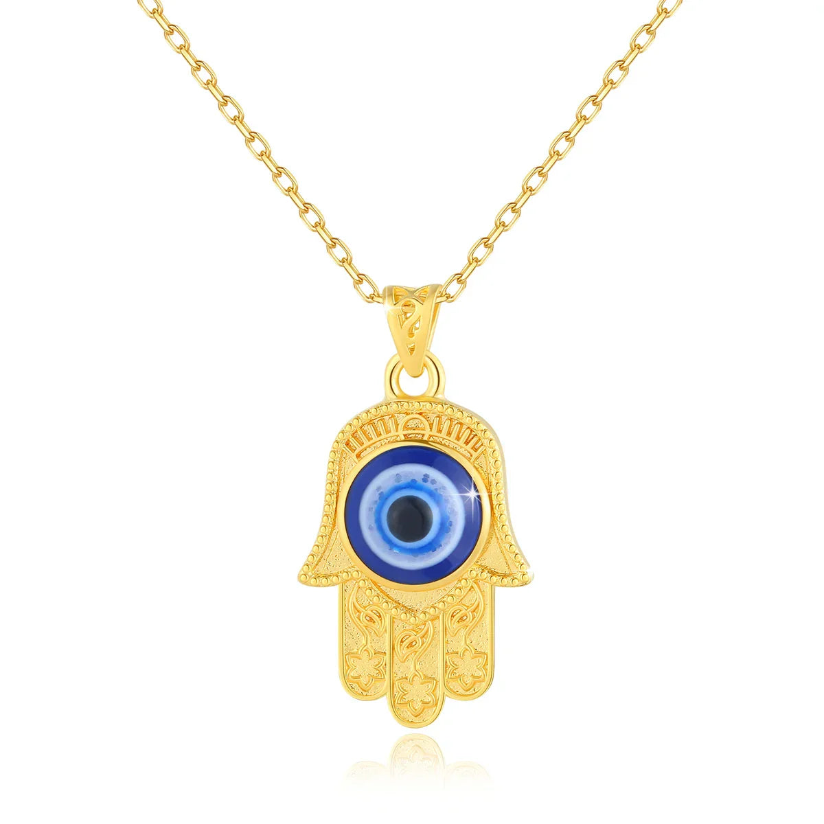 Fortuna 18K gold evil eye pendant necklace for women, elegant protective symbol charm