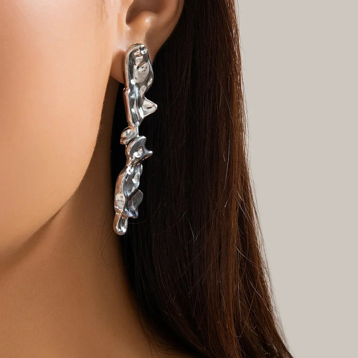 Molten Elegance abstract jewelry set gold silver lightweight organic sculptural links statement piece