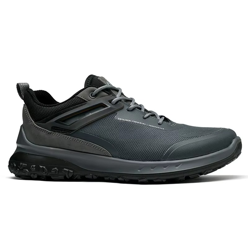 Men's lightweight breathable running shoes in neutral tones with cushioned sole for training and outdoor use