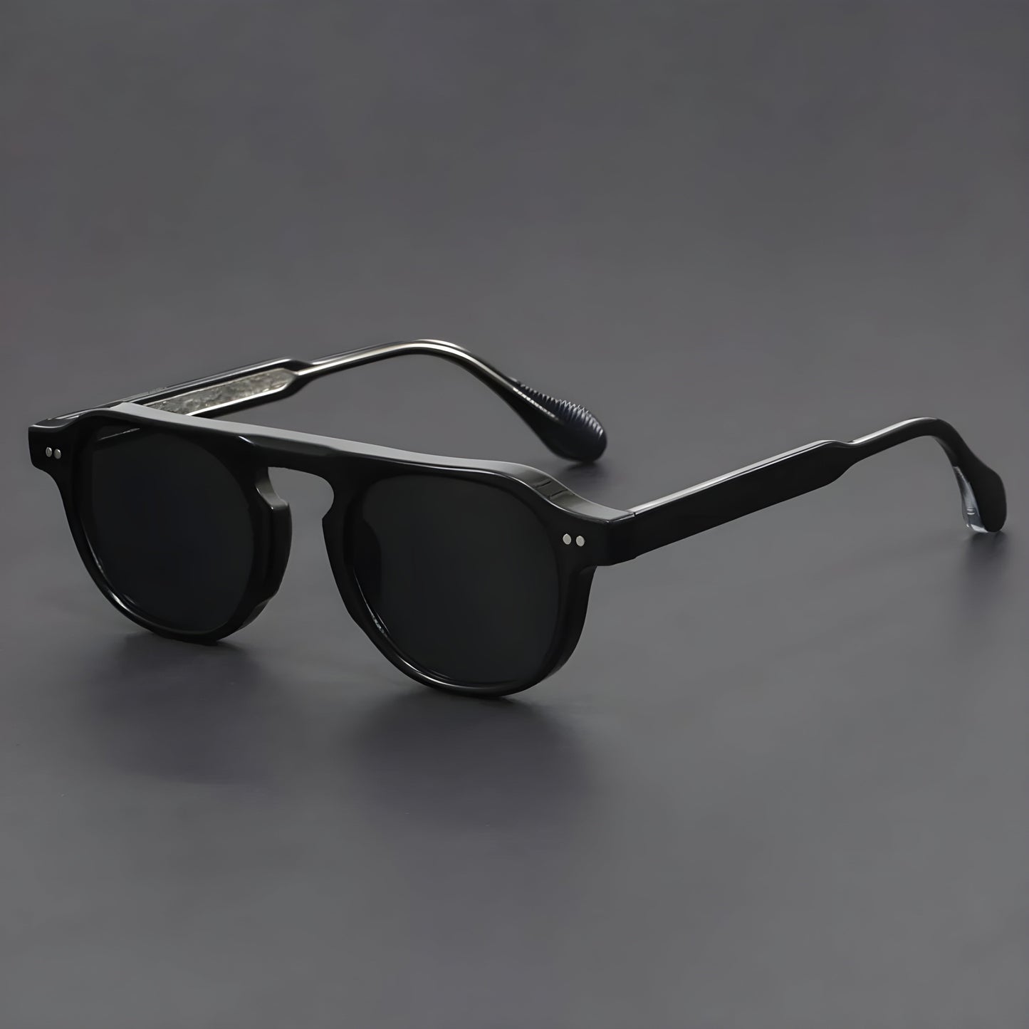 Fierro vintage tortoiseshell sunglasses bold square frame UV400 solid black temples lightweight