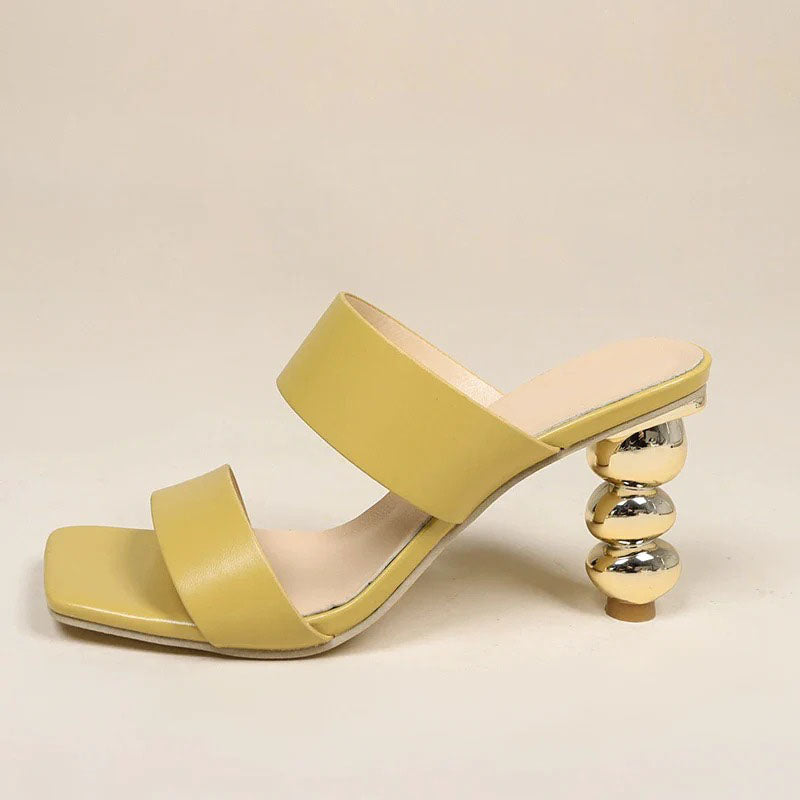 Urbann Vibe Madelyn women's brown leather Hyde sandal with cushioned footbed and statement block heel