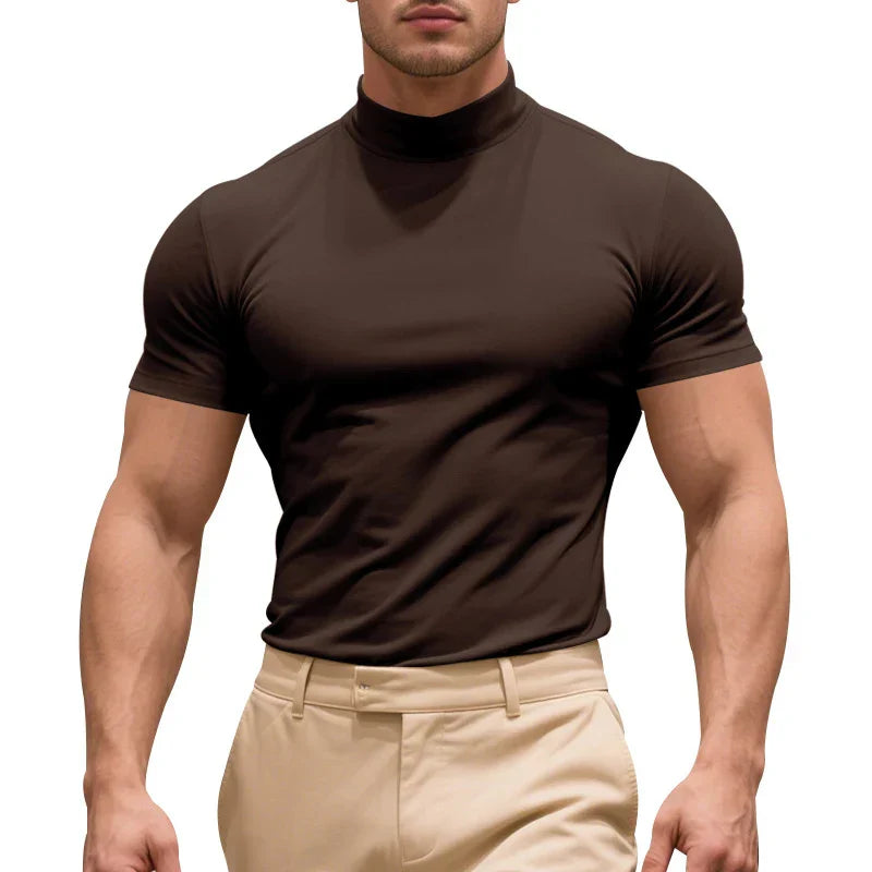 Men's slim fit white stretch cotton t-shirt with tailored silhouette for everyday comfort