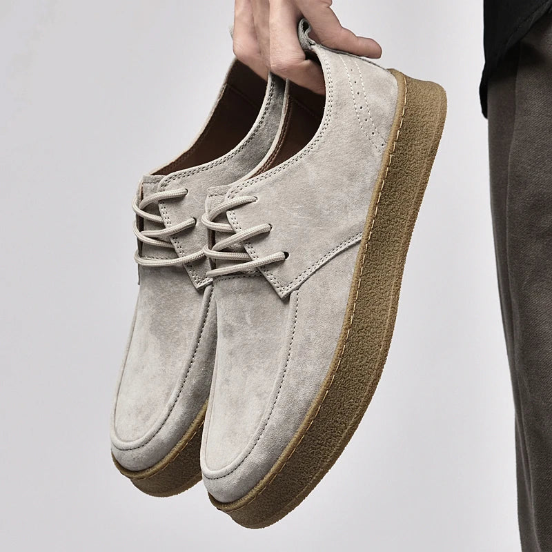 Men's brown suede sneakers modern low-top silhouette with cushioned insole for all-day comfort