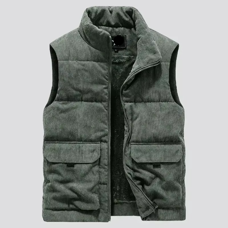 Men's wool blend padded vest sleeveless slim fit lightweight insulated layering piece for winter warmth