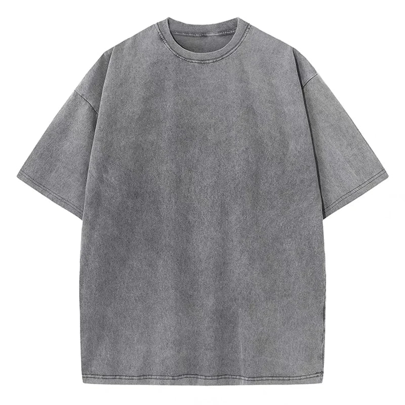 Men's heavyweight garment-dyed boxy fit retro cotton t-shirt in washed vintage tones for daily wear