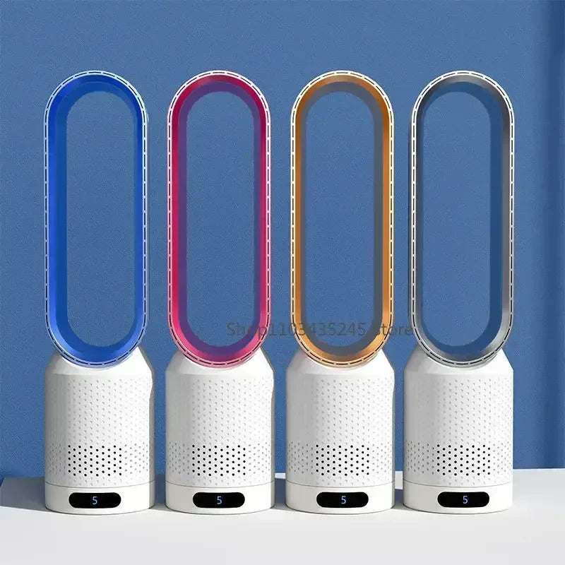 Bladeless tower fan quiet 8-speed remote control modern design safe for kids and pets bedroom
