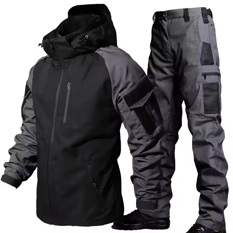 Men's tactical waterproof combat training suit multi-pocket rugged all-weather outdoor gear set