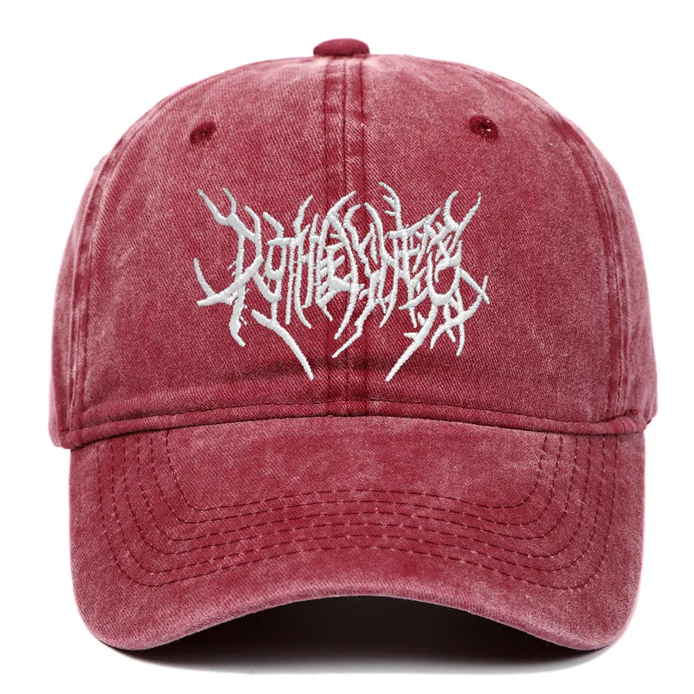 Onyx distressed baseball cap retro washed cotton streetwear hat with embroidery adjustable strap
