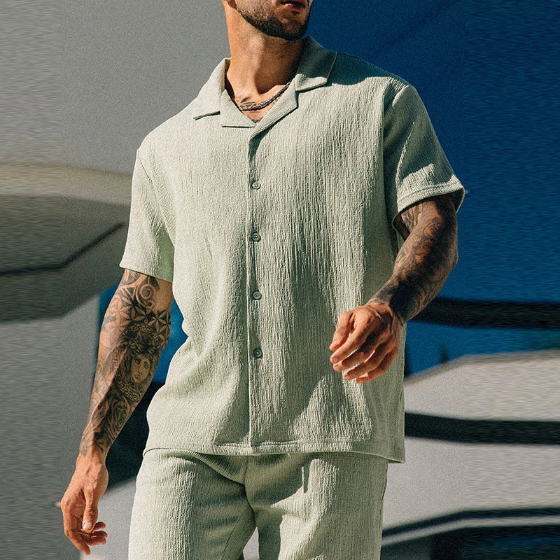 Lucerne 1891 unisex two-piece textured t-shirt and shorts set lightweight limited edition warm-weather