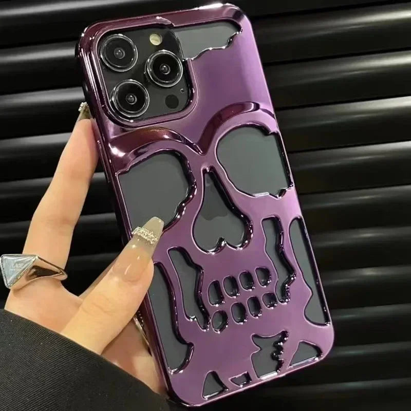 Carbon fiber iPhone case rugged protection 3D skull design bold style active lifestyle sleek low-profile