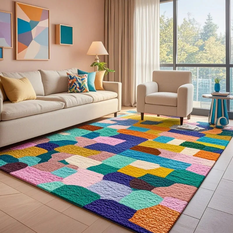 Dopamine velvet plush area rug dirt-resistant hand washable floor mat for modern living rooms