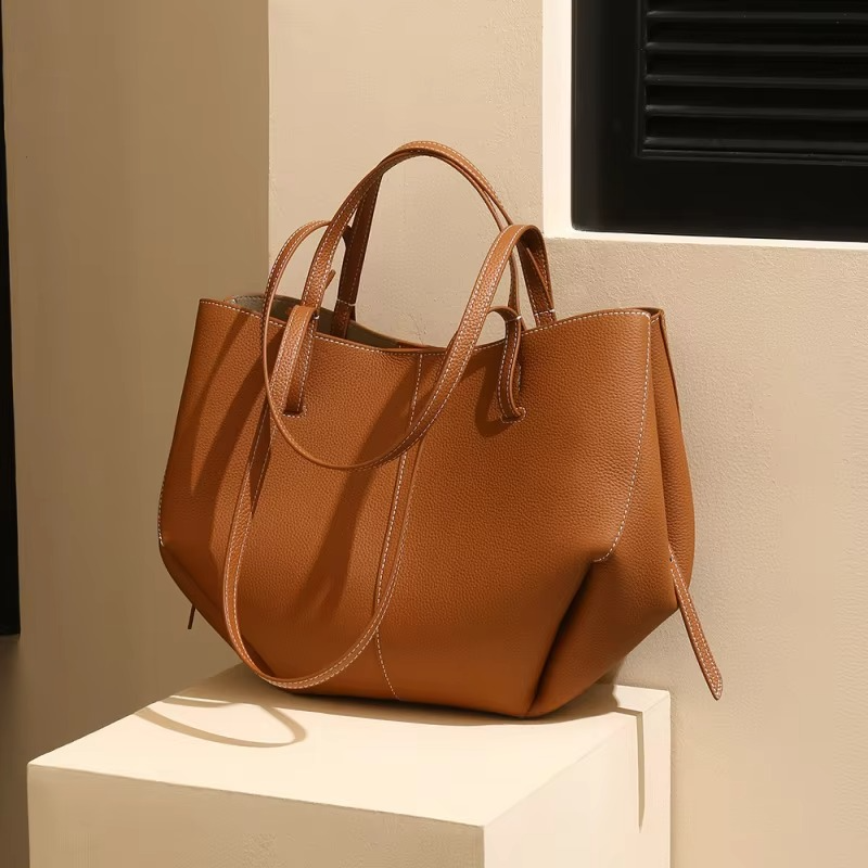 Urbann-Vibe women's large genuine cow leather tote bag, elegant everyday shoulder bag with natural patina
