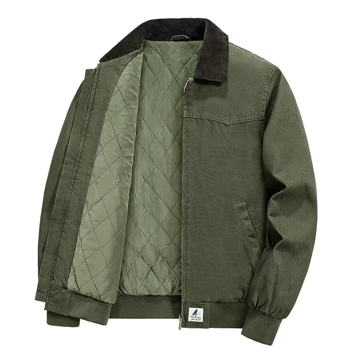 Barrington brown corduroy work jacket quilted insulated lining sporty silhouette breathable cotton