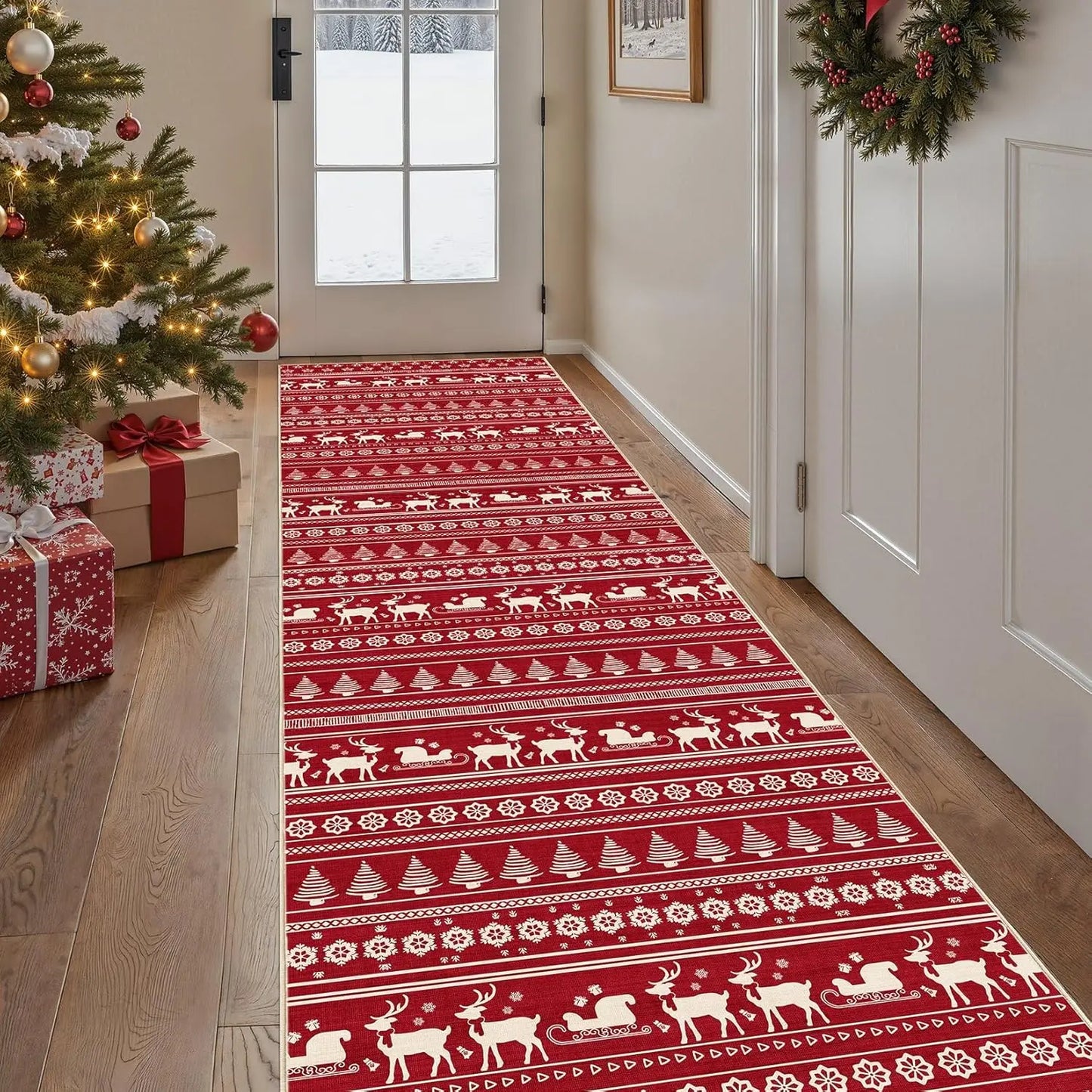 Washable Moroccan geometric boho farmhouse indoor rug, non-slip large design for bedrooms and dining areas
