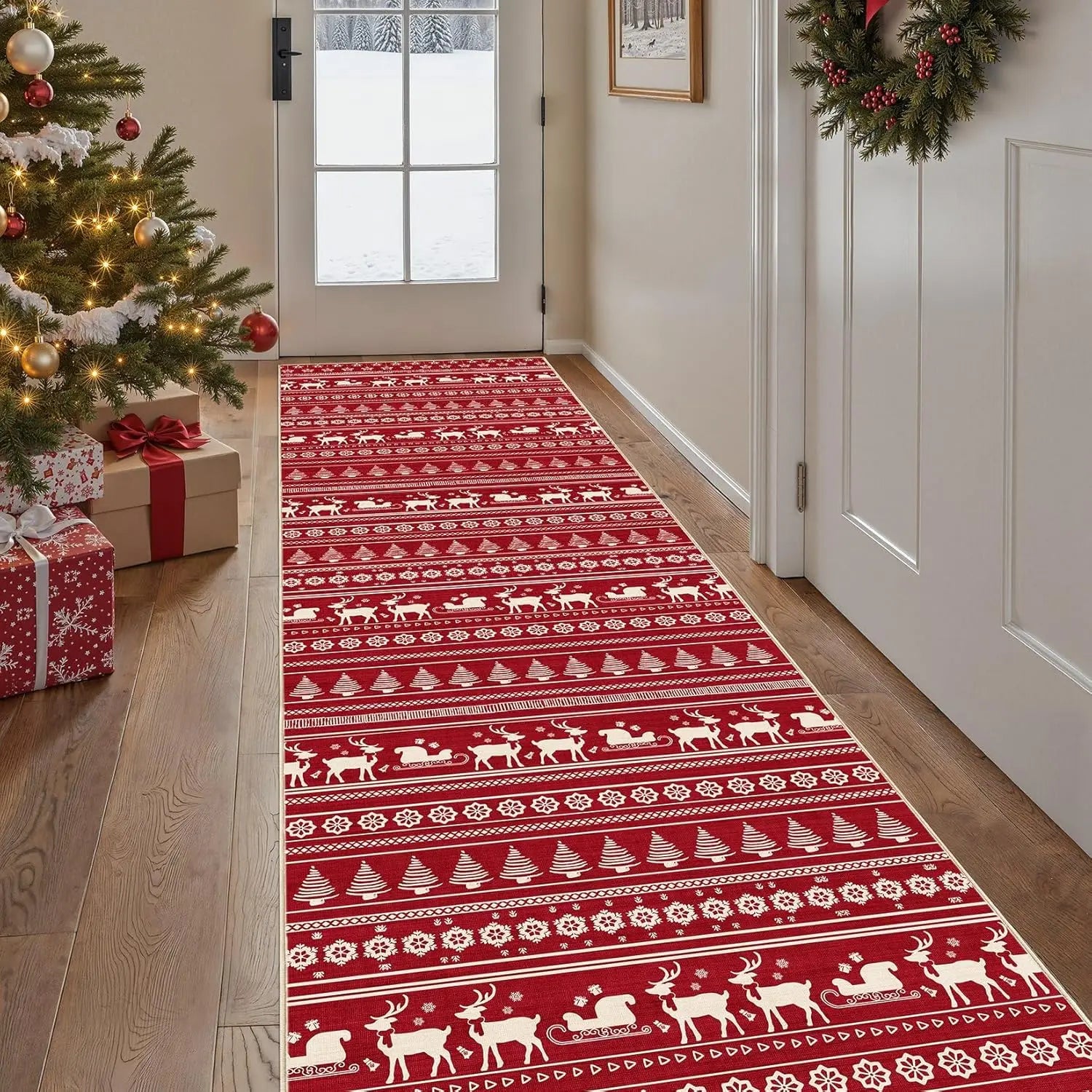 Washable Moroccan geometric boho farmhouse indoor rug, non-slip large design for bedrooms and dining areas
