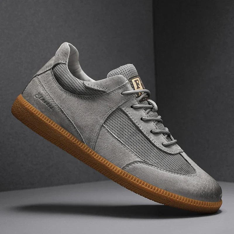 Lucas unisex low-top casual sneakers in premium faux suede with breathable mesh and cushioned footbed