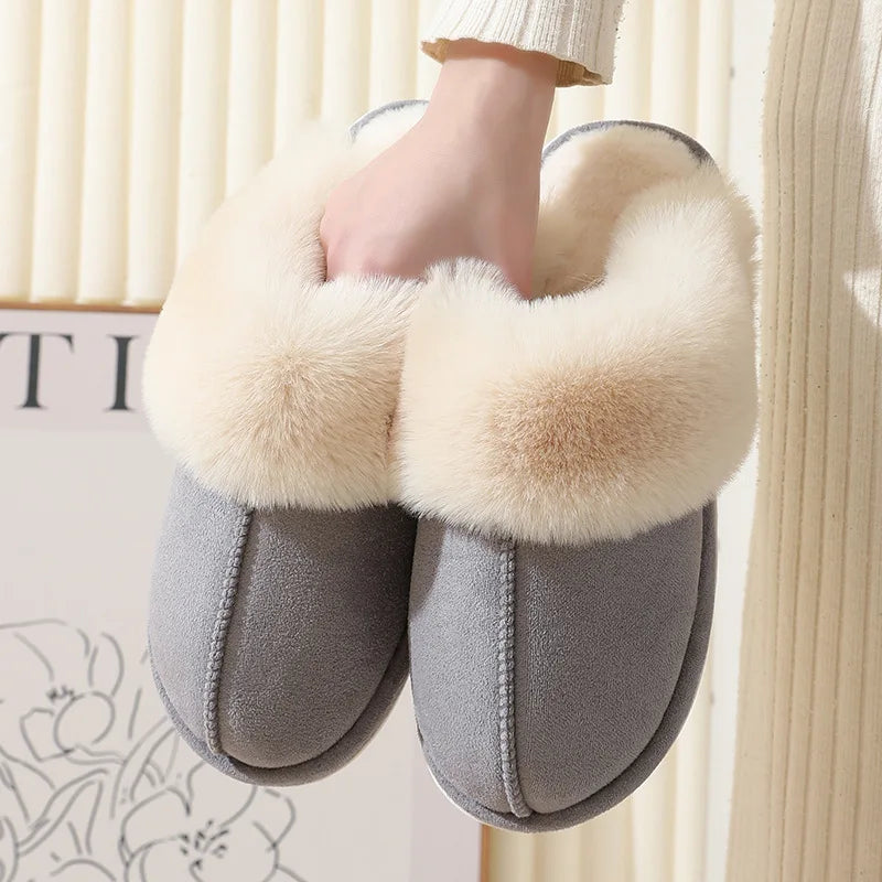 Women's plush fur indoor slippers cozy fluffy soft comfort home footwear warm snug everyday wear