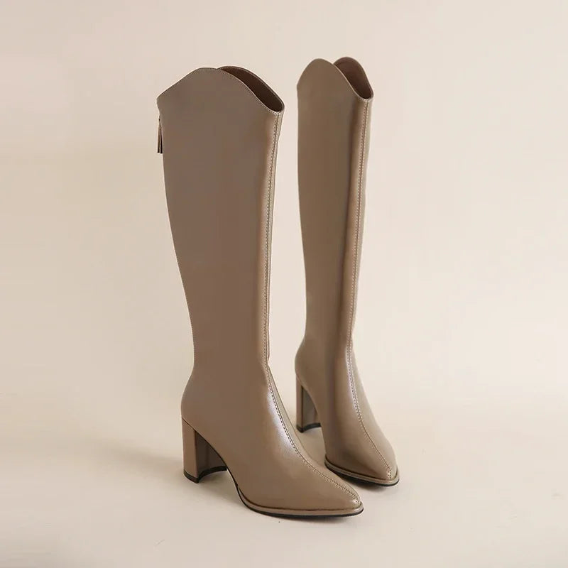 Natalia knee-high boot black faux leather sleek city-ready silhouette for modern women
