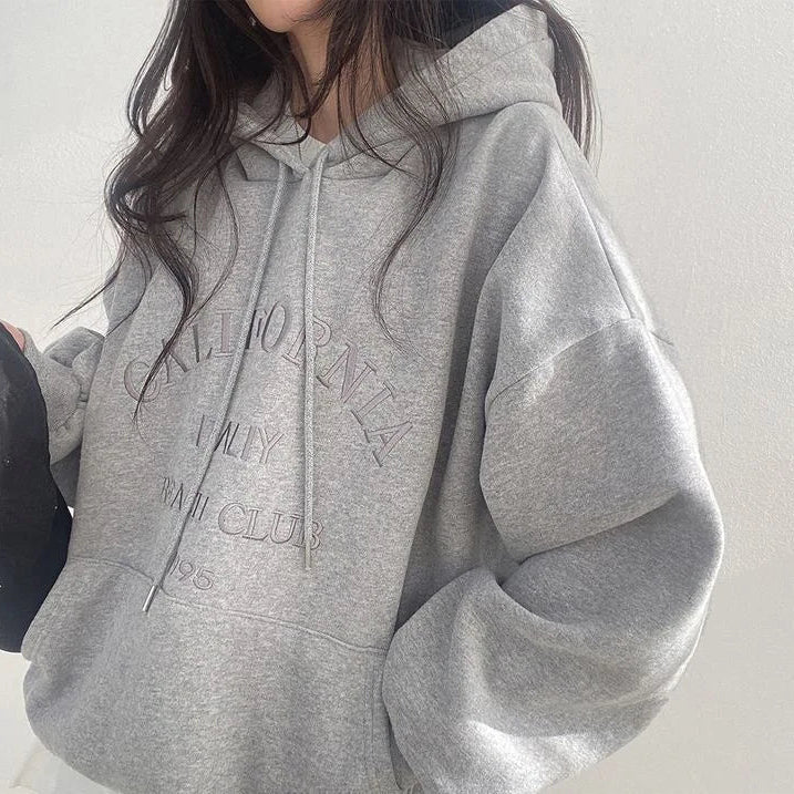 Women's oversized hoodie cozy loose fit dropped shoulders hygge-inspired relaxed casual style