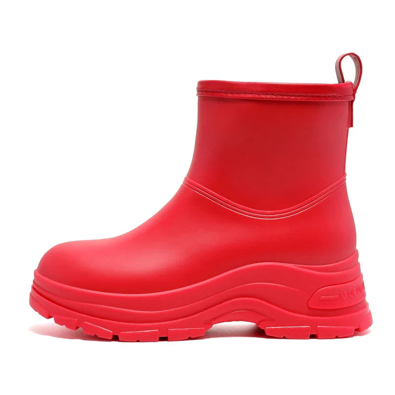 Women's black thick sole winter boots with non-slip grip, warm insulated design for cold weather