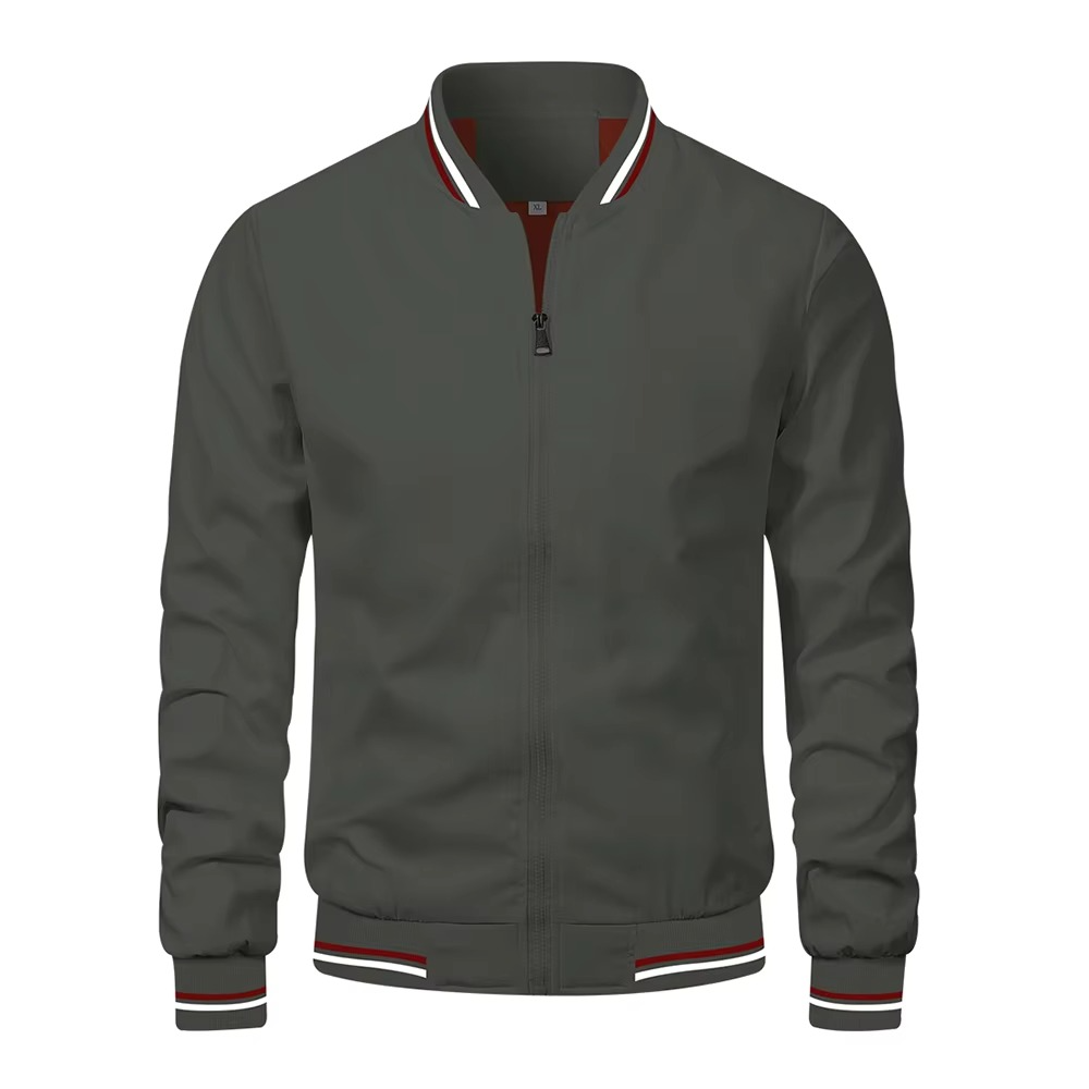 Urbann-Vibe men's slim fit burgundy bomber jacket lightweight baseball style all-season outerwear