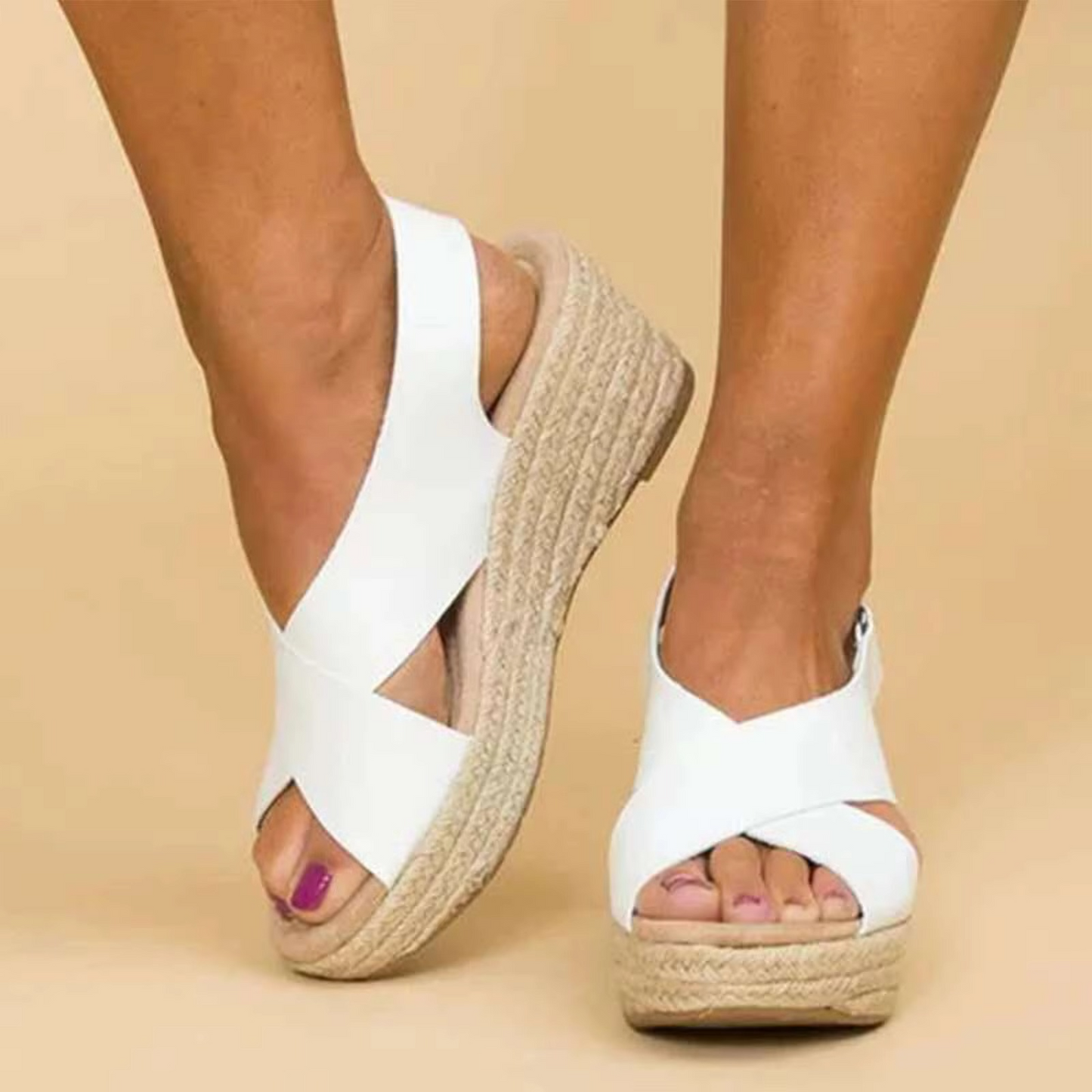 Women's minimalist wedge sandals open-toe platform with adjustable ankle strap warm-weather style
