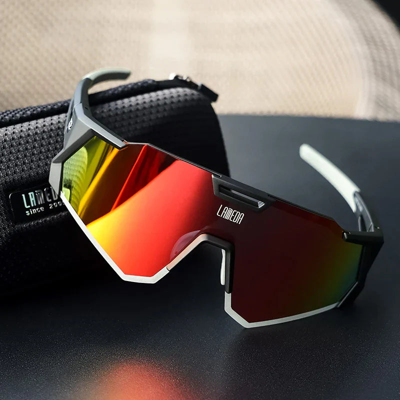 Men's polarized mirror cycling sunglasses featherlight aero frame with reflective lenses for road cycling