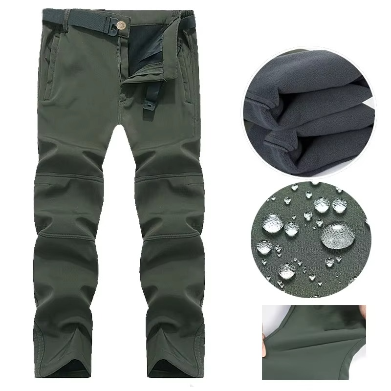 Men's windproof softshell fleece jacket for hiking, waterproof with breathable microfleece interior lining