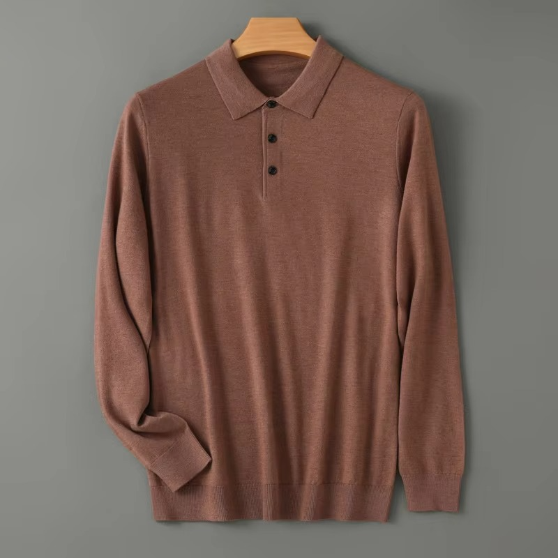Men's merino wool polo collar sweater lightweight ultra-soft cashmere blend everyday warmth