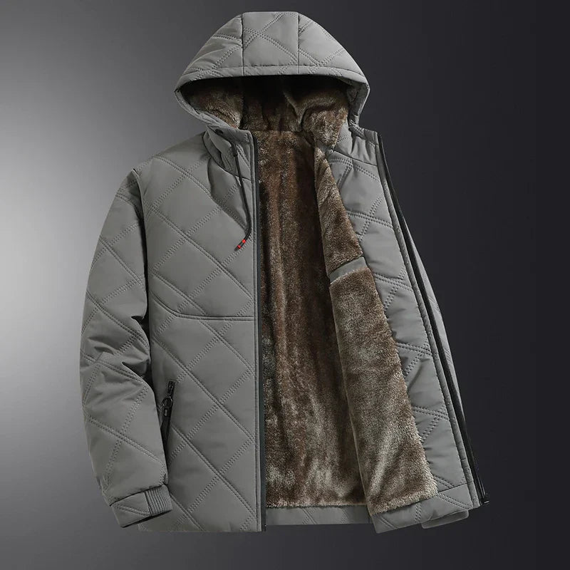 Freddie unisex quilted hooded jacket relaxed hip-length fit fleece-lined warm casual wear
