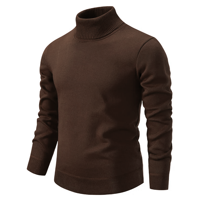 Men's classic fit turtleneck sweater structured silhouette versatile casual formal layering style