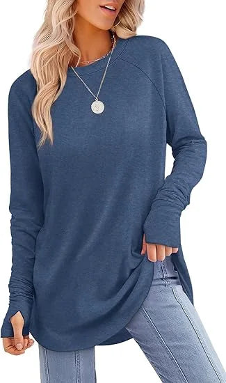 Women's soft cotton tunic flowy relaxed silhouette elegant everyday comfort breathable casual top
