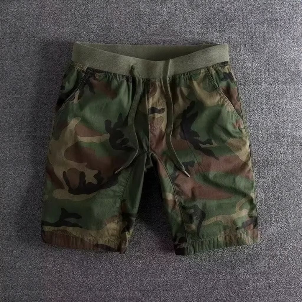 Men's camouflage loose fit sports shorts lightweight breathable with adjustable drawstring waist