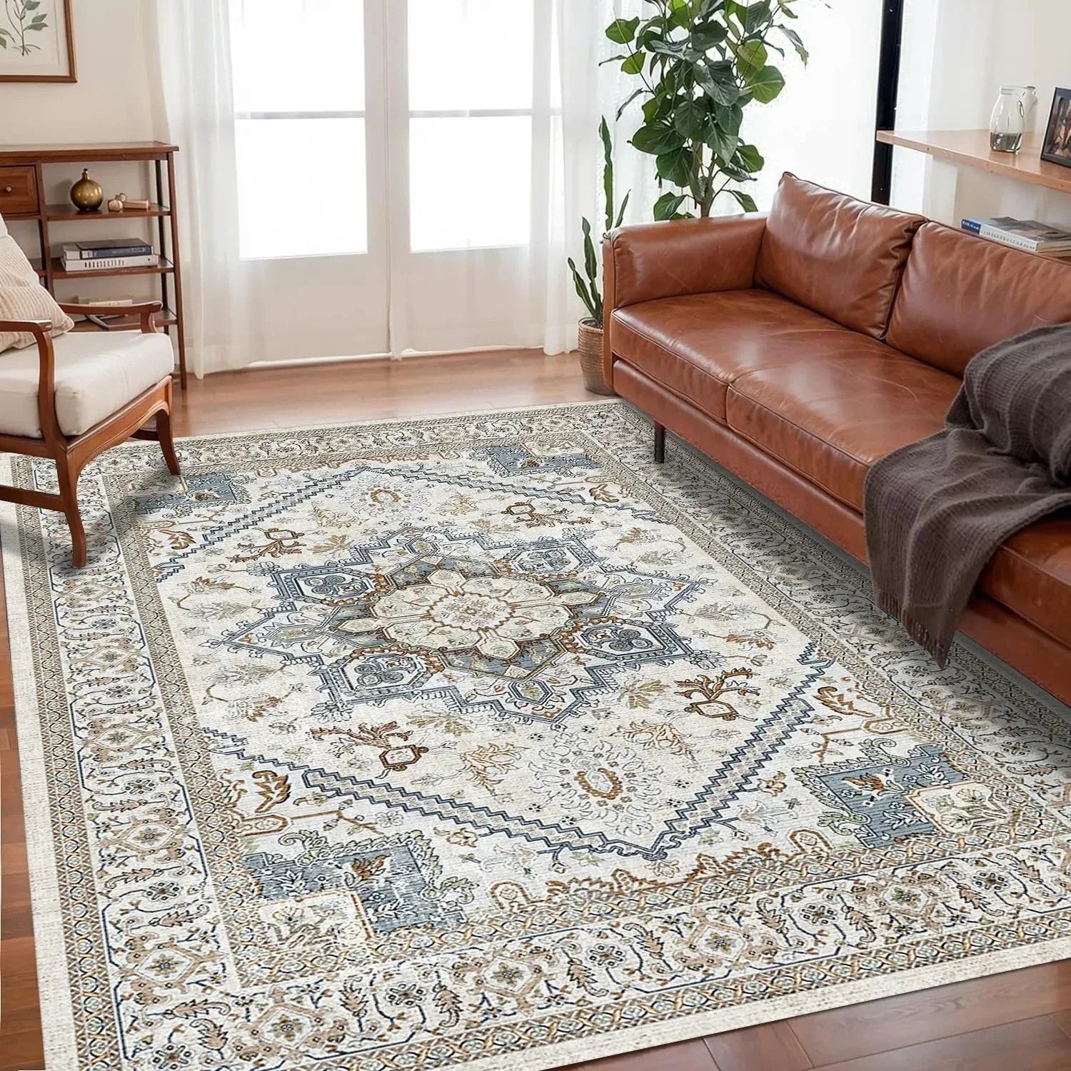 VIKAMA large bohemian floor rug non-slip easy-care living room decor warm carefree style