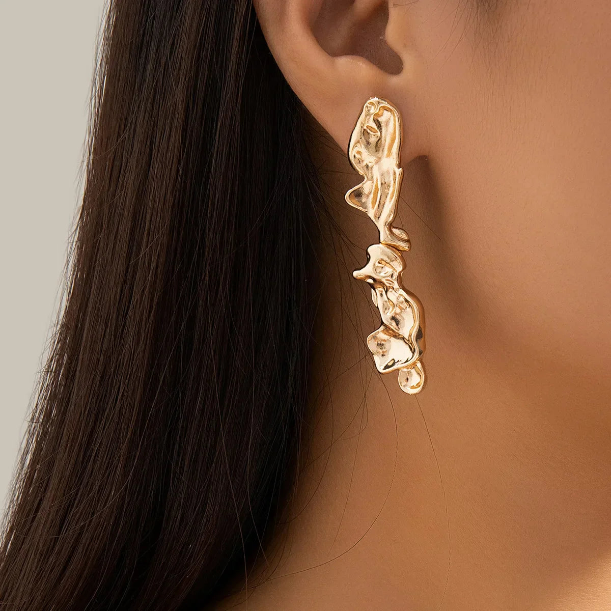 Molten Elegance abstract jewelry set gold silver lightweight organic sculptural links statement women