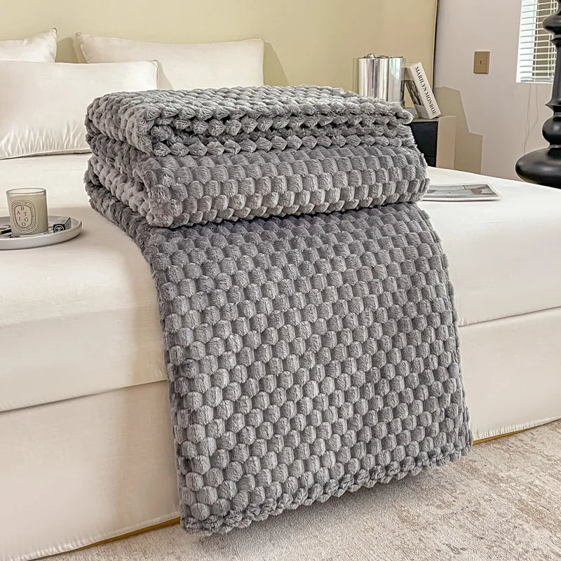 Bright yellow plaid velvet checkered throw blanket ultra-soft cozy wrap for sofa bed adults pets