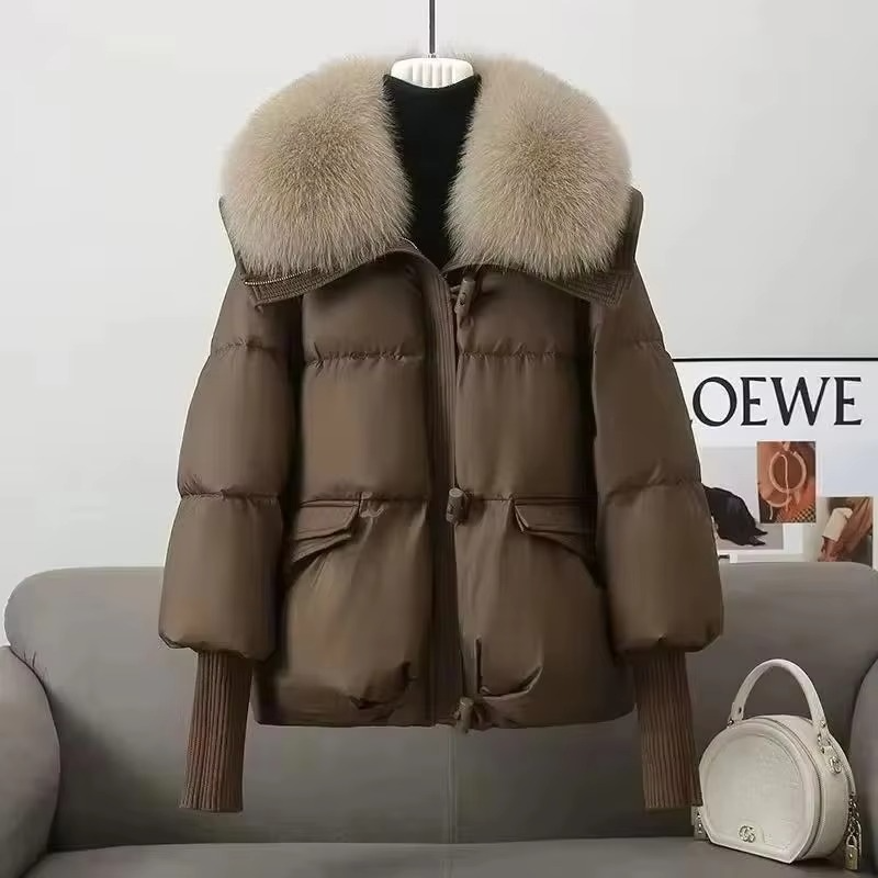 Women's winter parka coat black faux fur collar down-cotton padded ultra-warm everyday chic outerwear