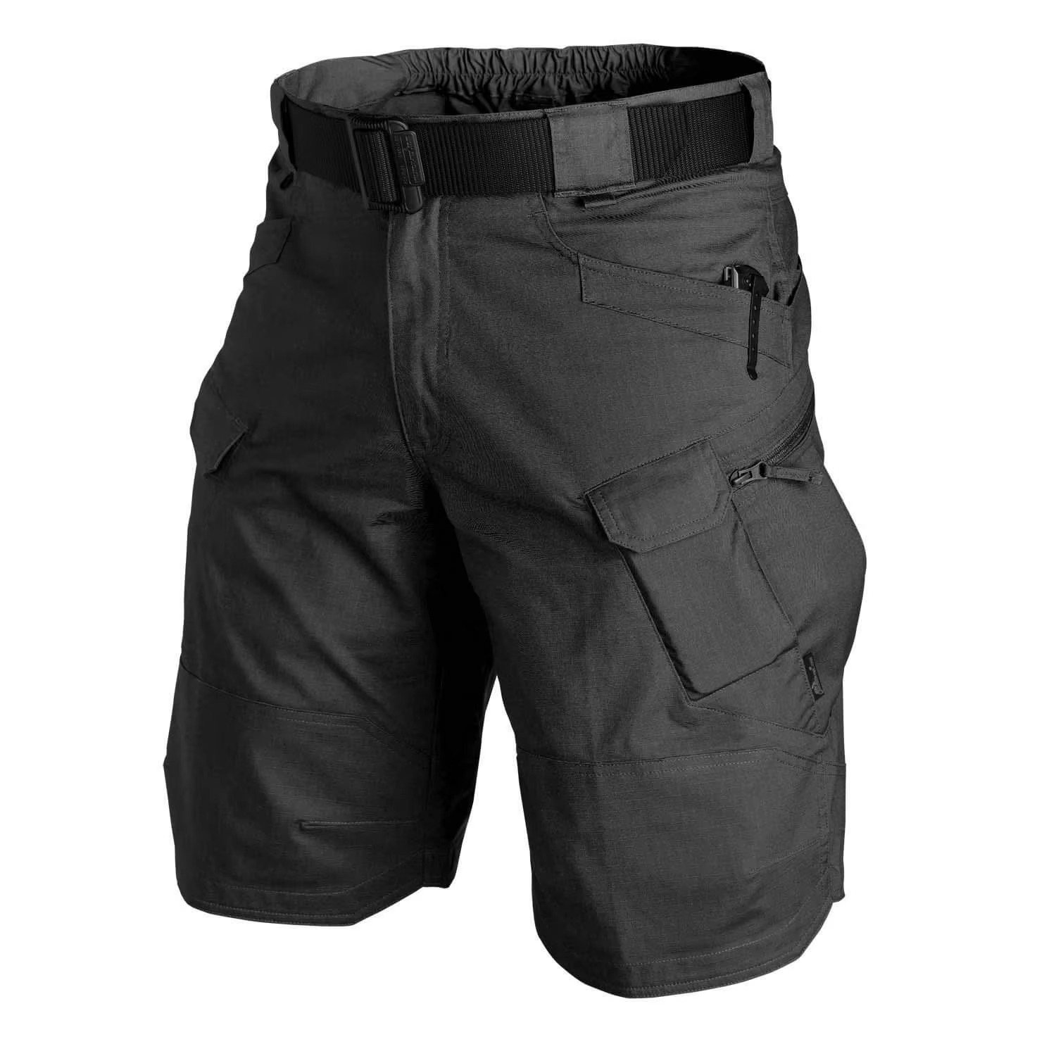 Men's camo tactical cargo shorts waterproof quick-dry fabric with multi-pocket storage for outdoor adventure