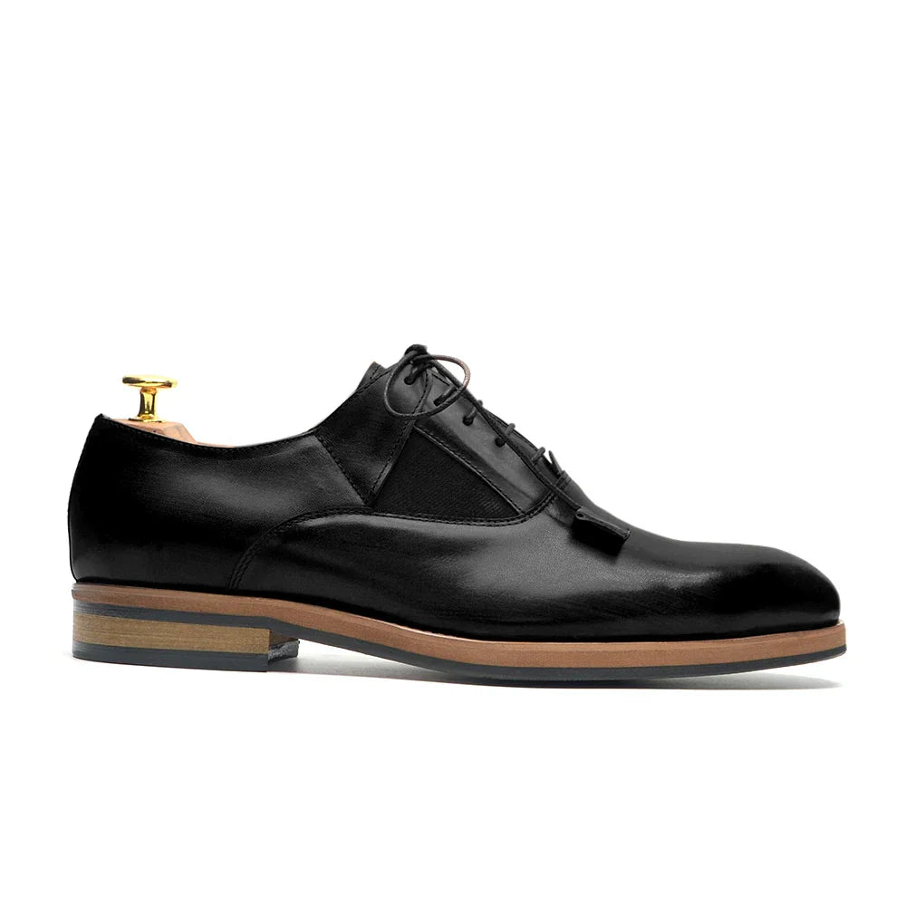 Men's ombre gradient Oxford shoes premium cowhide leather rounded toe polished smart-casual style
