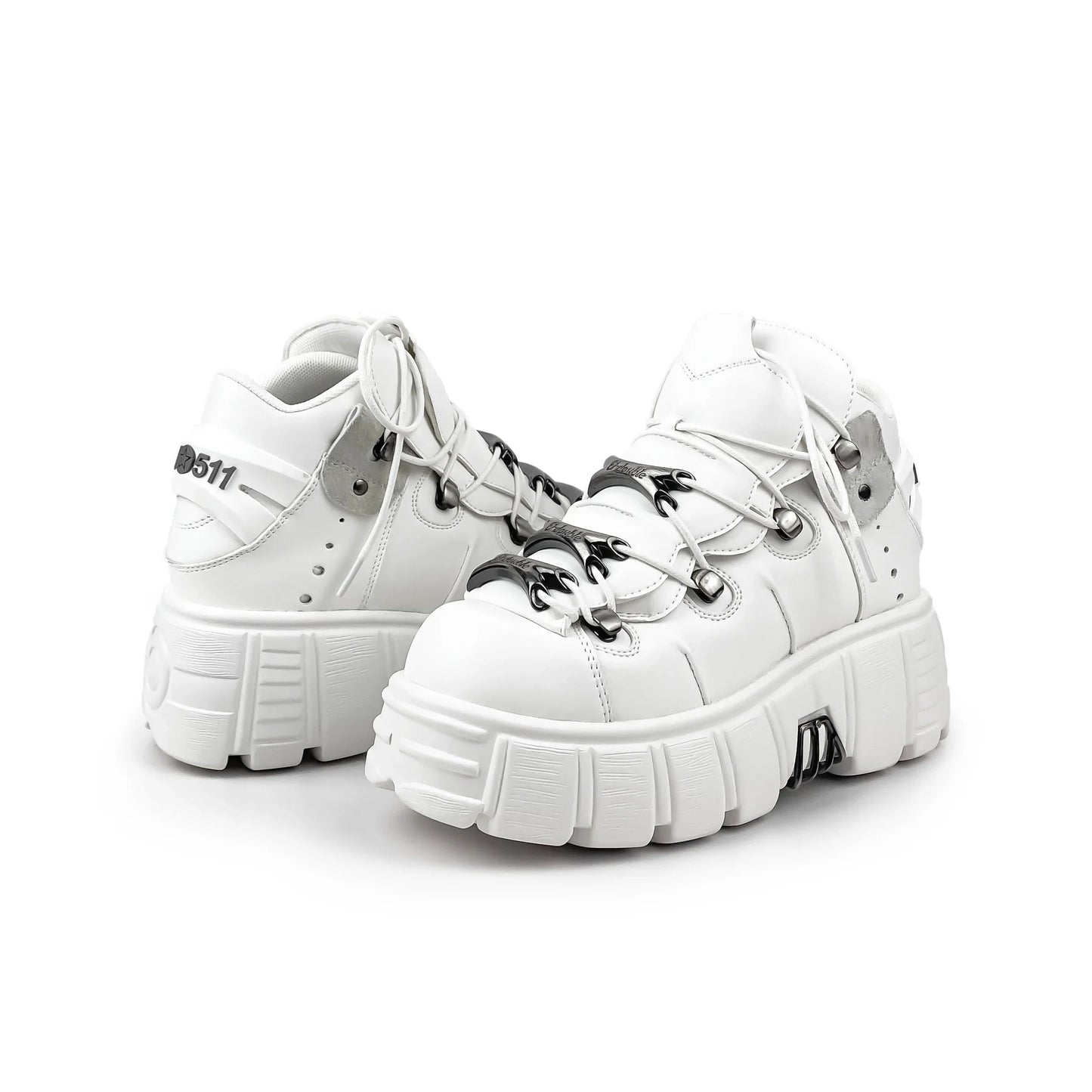 Women's black punk ankle boots lace-up style with cushioned insole and edgy street-ready design