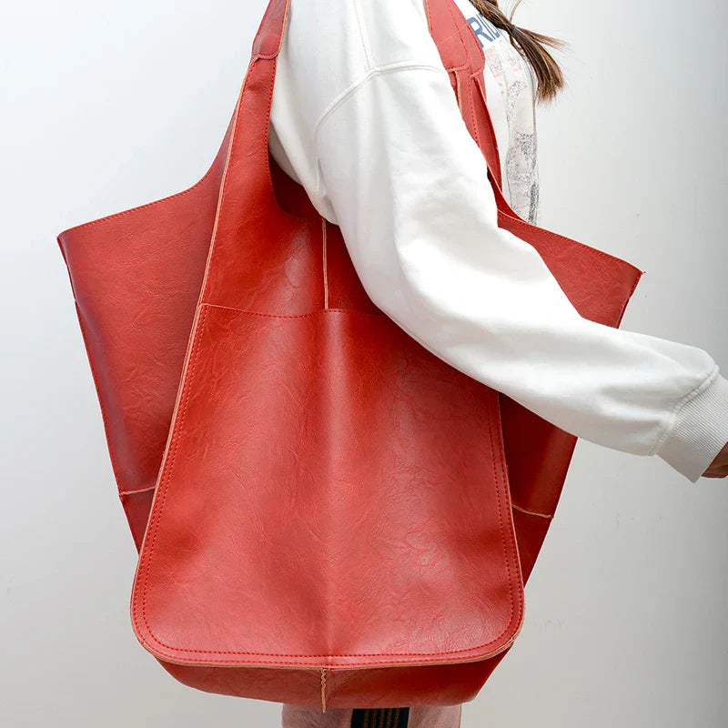 Urbann-Vibe Arlo Rove women's oversized leather carryall tote bag with deep side pockets