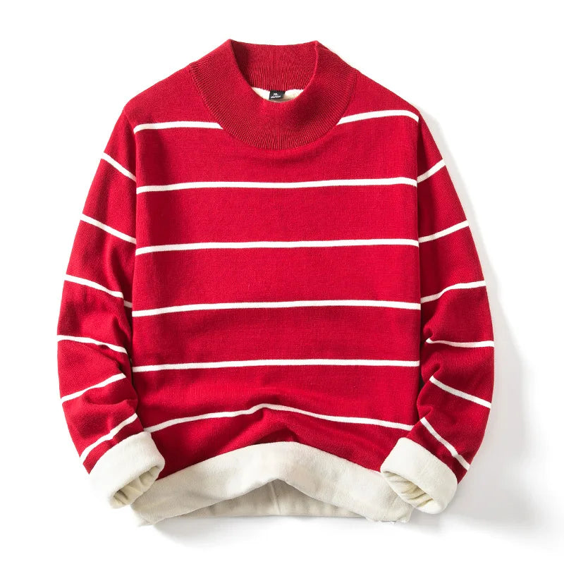 Women's striped knit pullover, soft cozy knitwear with classic horizontal stripes for versatile everyday style
