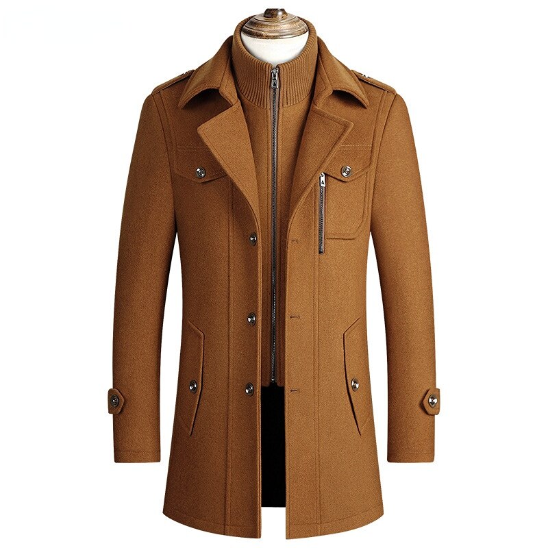 Men's Jackie wool blend coat classic straight cut timeless elegant warm polished outerwear