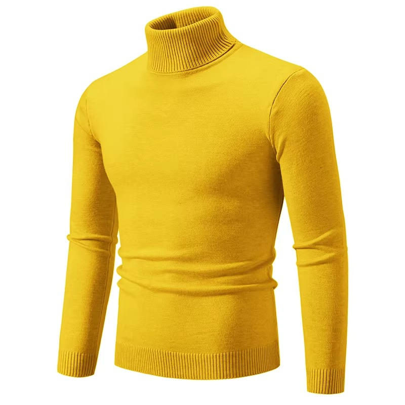 Men's slim fit thick knit turtleneck sweater in classic winter tone, warm acrylic blend everyday essential