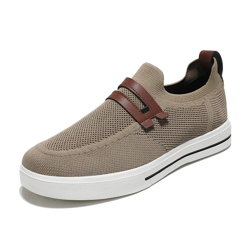 Men's slip-on knit mesh shoes in coastal casual style with lightweight EVA foam cushioned sole