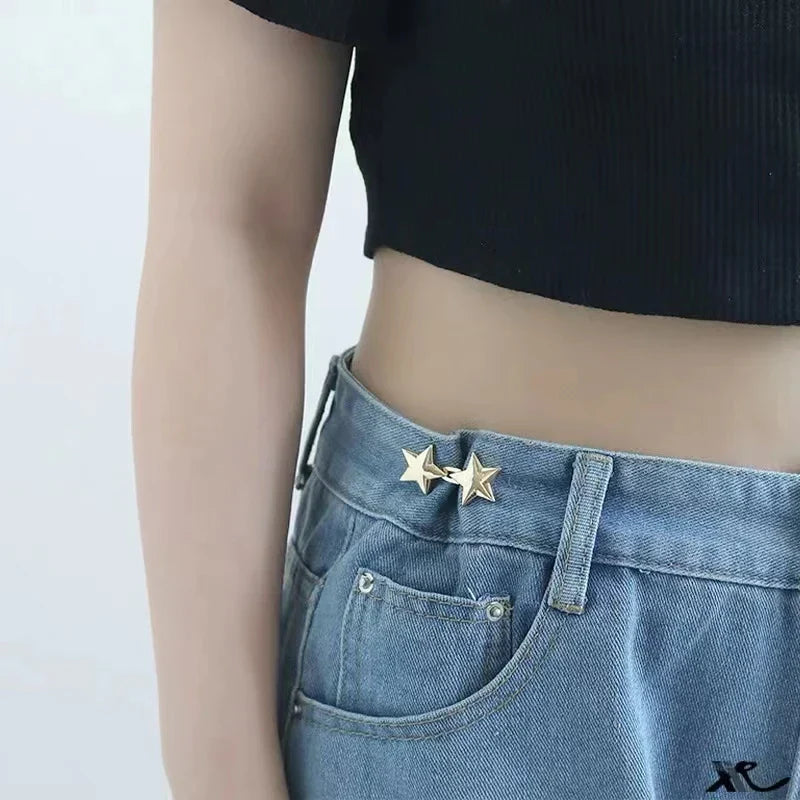 Double Star seamless adjustable waist buckle clip-on pin for jeans no-belt hidden fit solution