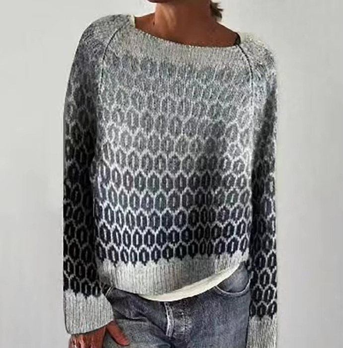 Women's loose fit color block pullover sweater casual knit round neck relaxed everyday layering piece