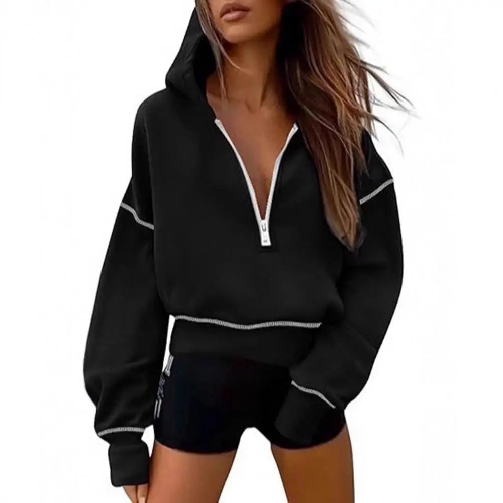 Women's lightweight cotton blend zip-up hoodie with cozy hood, casual relaxed fit for everyday warmth